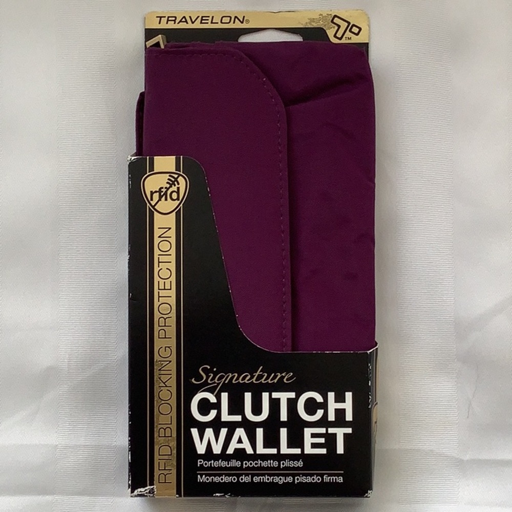 Travelon Signature Clutch Wallet RFID Blocking Protection - Purple